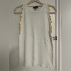 Ann taylor White Sleeveless Top with Yellow Trim sweater